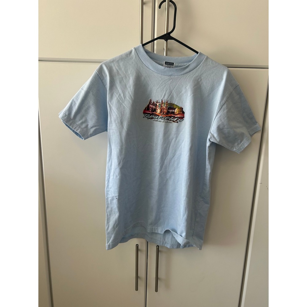 Vintage Tepatitlan Jalisco Mexico Graphic T-Shirt Light Blue Cotton Blend Tee